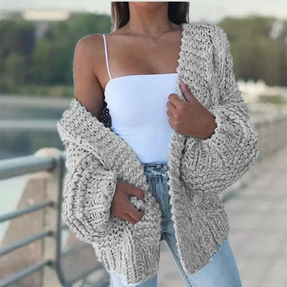 ALLUKASA Women’s Autumn Winter Cardigan – Plush Batwing Long Sleeve Loose Knit Sweater Outerwear Fashion Pullover