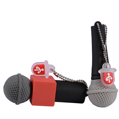 Microphone USB Flash Drive – 16/32/64GB Memory Stick, Creative Mic Speaker Pendrive Gift