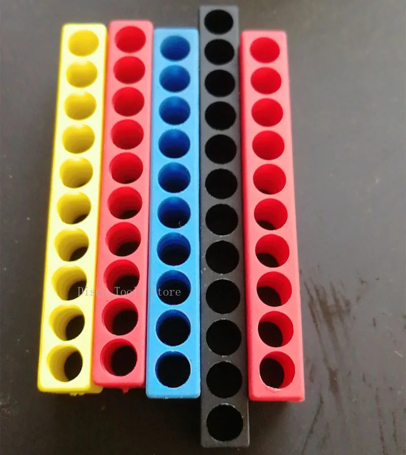 6.35mm Hex Screwdriver Bit Holder - Soft Rubber Organizer with 10/12 Hole Plastic Storage Box