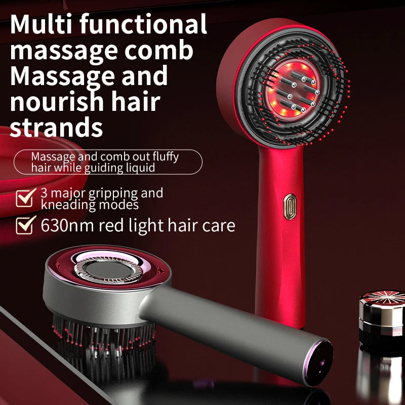 Electric Vibration Massage Comb – Red Light Therapy Scalp Brush with Hair Growth Massage & Anti Hair Loss Oil Applicator