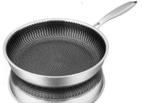 Tri-Ply 316 Stainless Steel Frying Pan – Double-Sided Honeycomb Wok Skillet for All Stoves