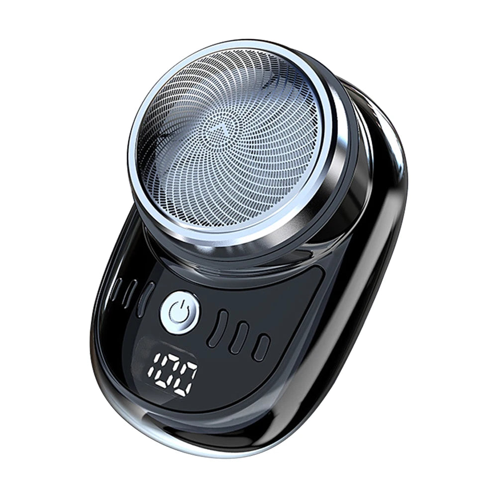 Mini Electric Shaver — Portable USB Rechargeable Travel Razor with Digital Display & Detachable Head for Beard
