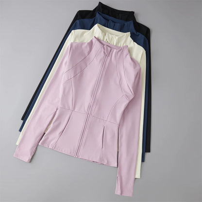 Women’s Sports Windbreaker Jacket — Long Sleeve Workout Top, Running Sweatshirt, Yoga Activewear