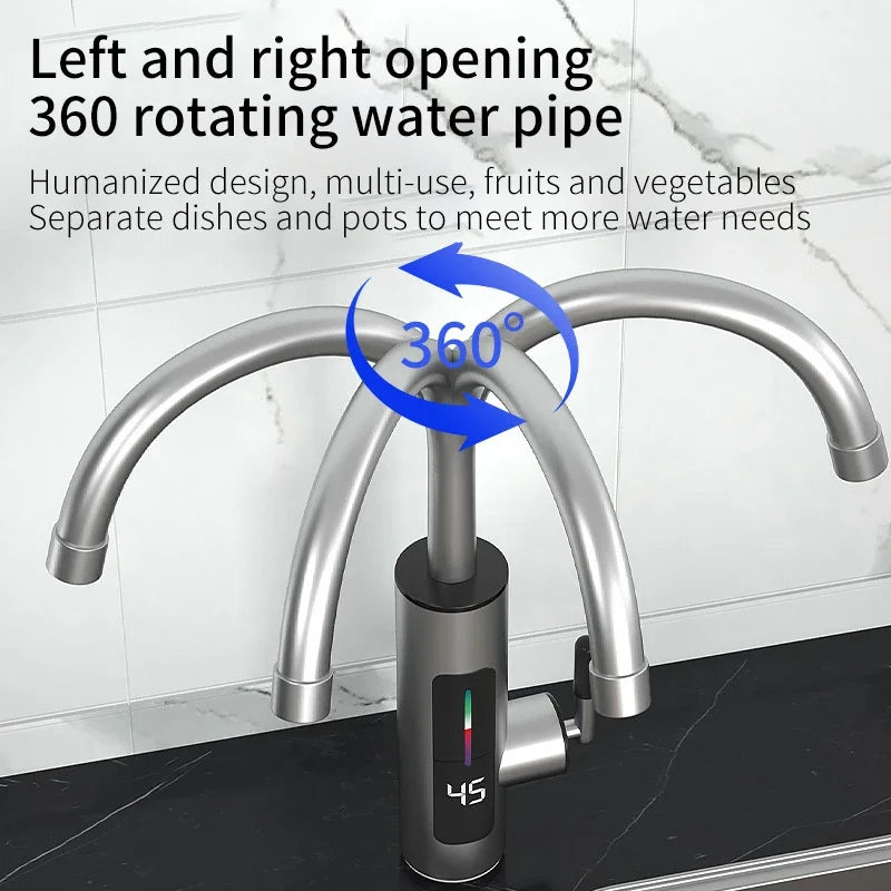 3000W 220V Electric Kitchen Water Heater Tap – Instant Hot & Cold Stainless Steel Faucet