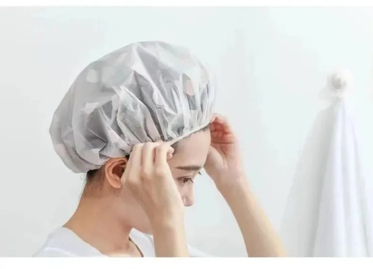 5PCS Waterproof Shower Caps – Women's Anti-Oil, Smoke, Hair Care, Dry Hair Cap for Household Bathing