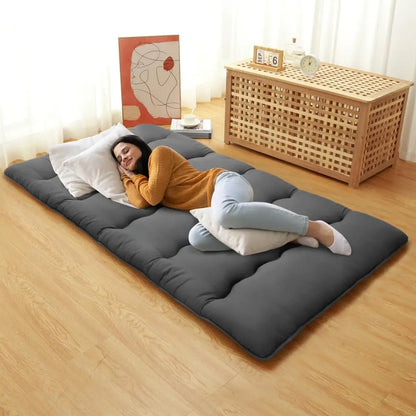 Japanese Floor Futon Mattress – Thick Tatami Sleeping Pad, Portable Twin/Full Size Lounger Bed for Comfort
