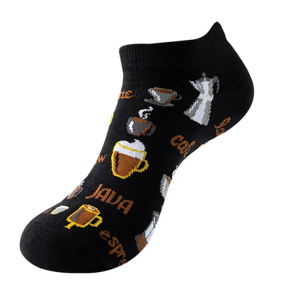 Combed Cotton Ankle Socks for Men & Women - Funny Beer, Fruit & Food Novelty Low Cut Socks (EU 38-43)