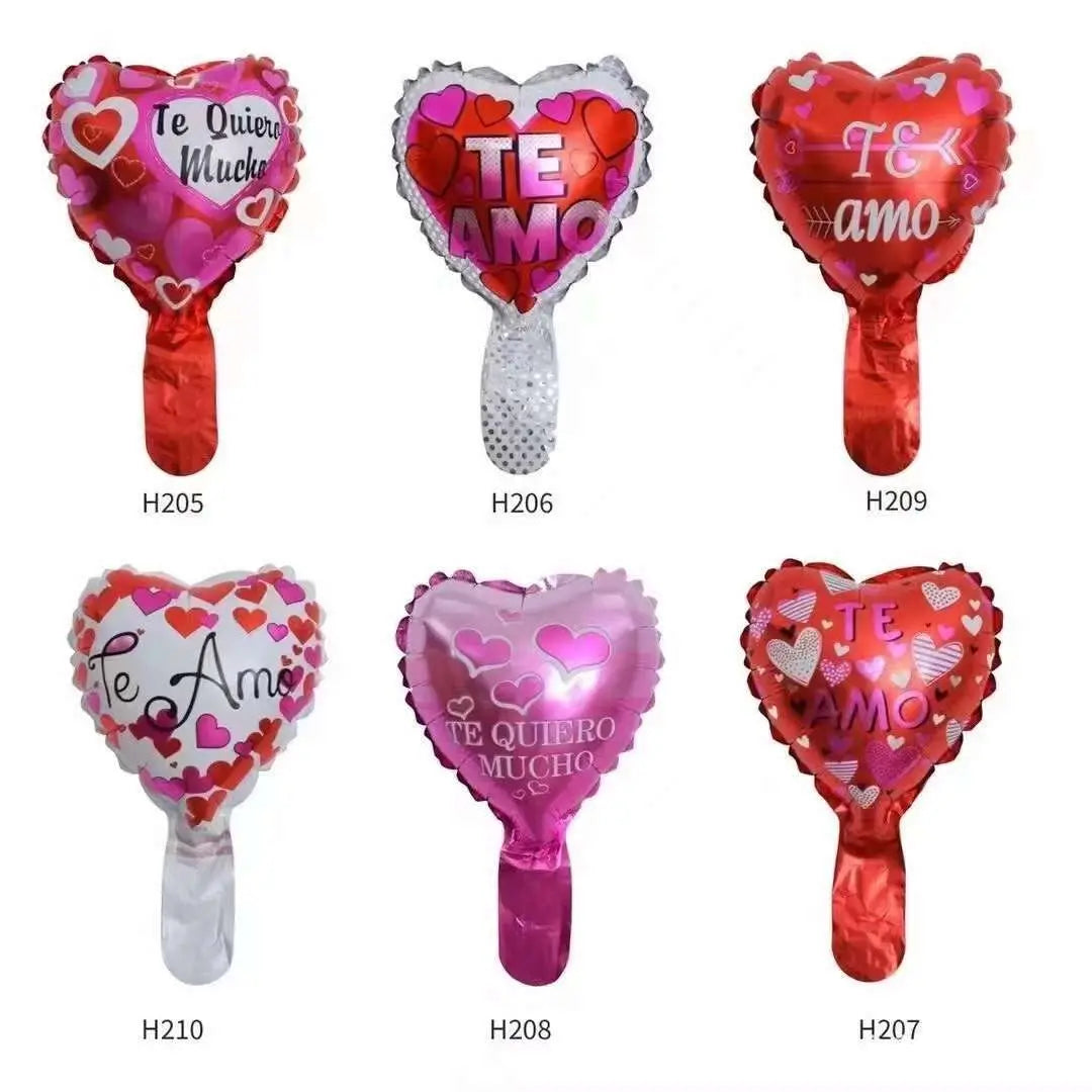 50PCS Spanish “Te Amo” Heart Foil Balloons Set – 6in Love Theme & 18in Heart Balloons for Wedding, Valentine’s Day Party Decorations