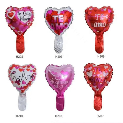 50PCS Spanish “Te Amo” Heart Foil Balloons Set – 6in Love Theme & 18in Heart Balloons for Wedding, Valentine’s Day Party Decorations
