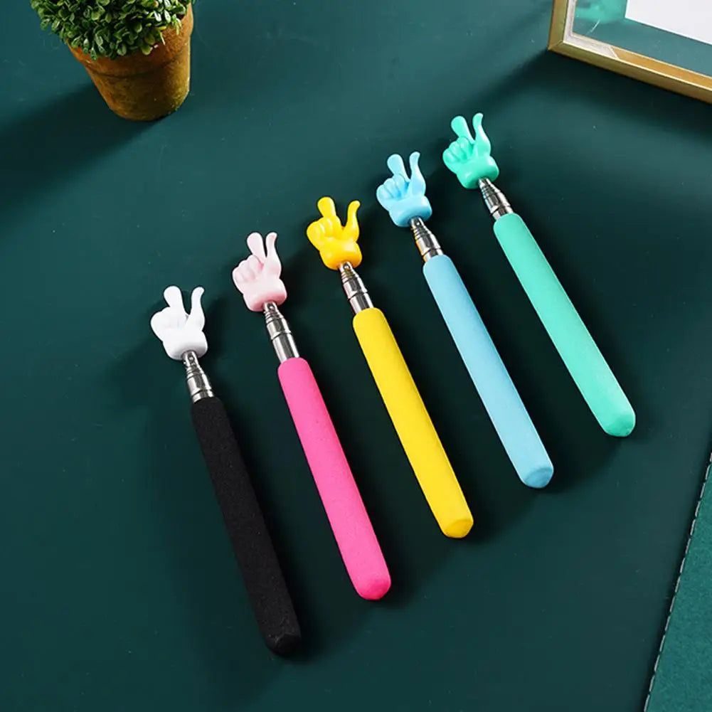 Retractable Teacher Pointer — Stainless Steel Telescopic Finger Design Stick for Classroom Teaching Supplies