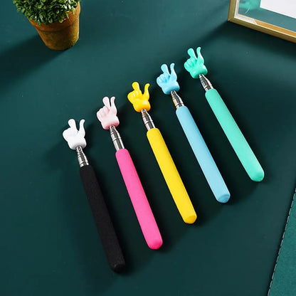 Retractable Teacher Pointer — Stainless Steel Telescopic Finger Design Stick for Classroom Teaching Supplies