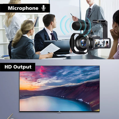 8K Digital Video Camera – 64MP Professional Recorder with 18X Digital Zoom, 3-Inch LCD Touch Screen Camcorder
