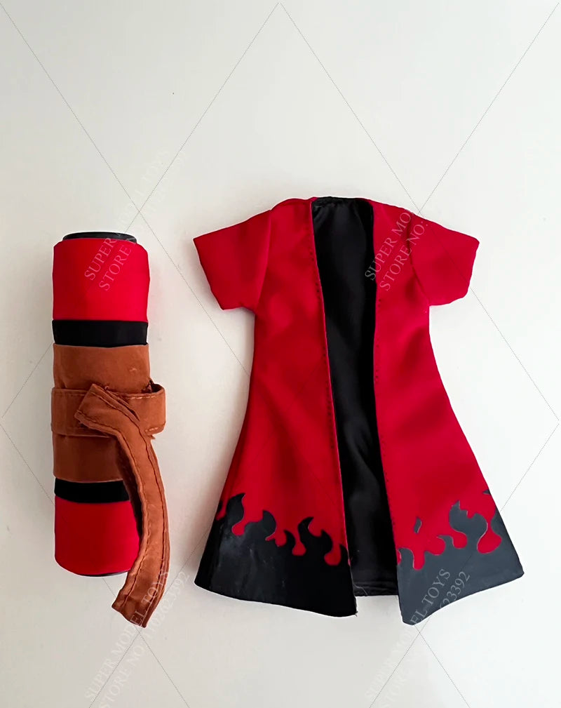 1/12 Scale Naruto Uzumaki Red Robe — 6" SHF / 1/12 Action Figure Costume Accessory (Male Soldier Style)