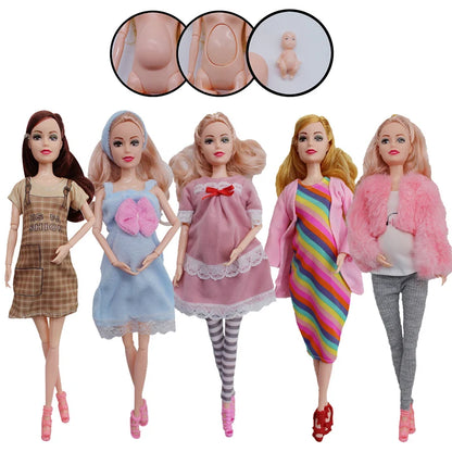 Educational Pregnant Doll Toy for Children – Includes Two Babies, Random Shoes & Fashion Clothes, Gift for Girls Games