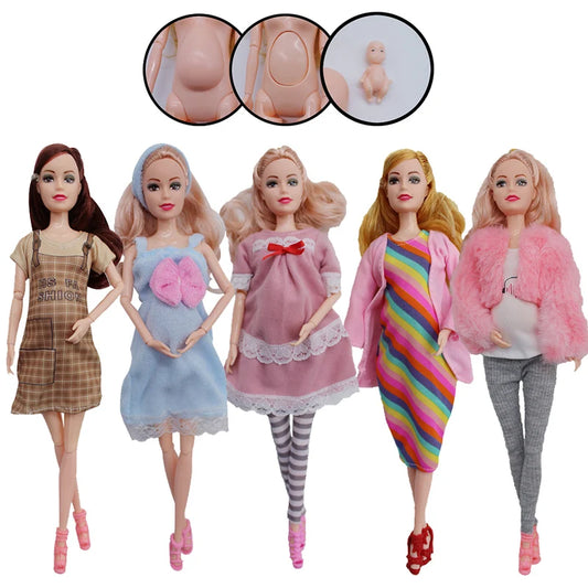 Educational Pregnant Doll Toy for Children – Includes Two Babies, Random Shoes & Fashion Clothes, Gift for Girls Games