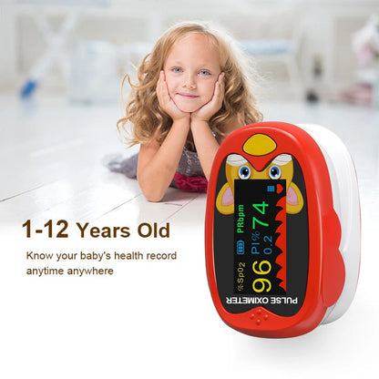 Handheld Finger Pulse Oximeter for Kids – LED TFT Screen, USB Blood Oxygen Monitor for Babies and Pediatrics