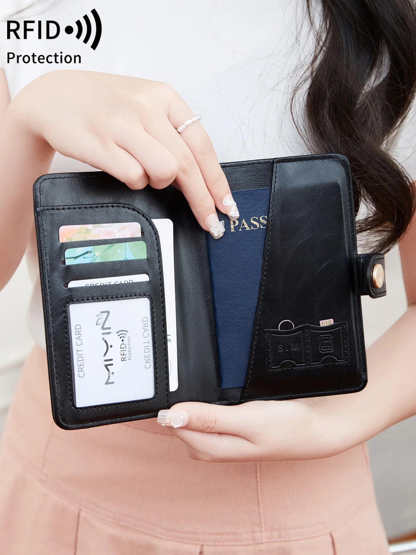 Minimalist RFID Passport Clip Multifunctional PU Leather Wallet – ID & Credit Card Holder Travel Accessory