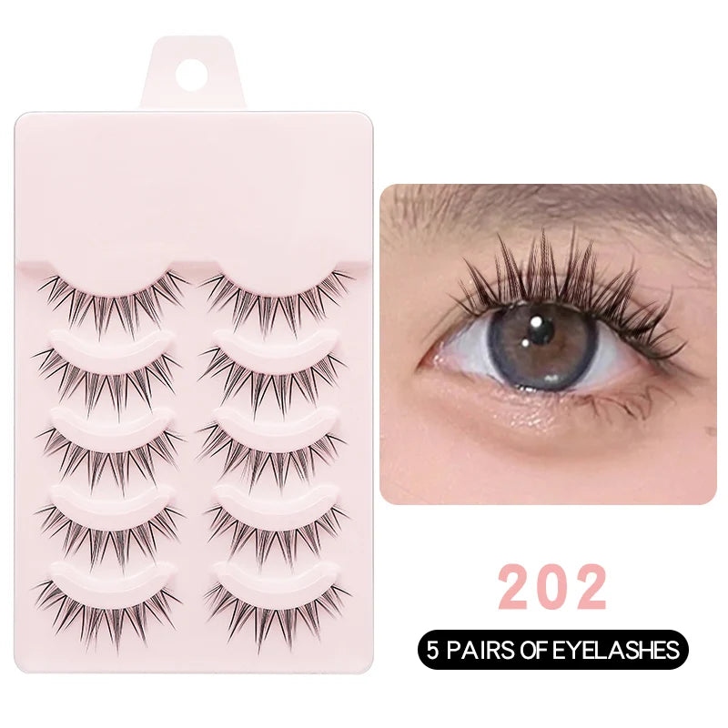 Manga Style Soft Natural False Eyelashes Wispy Thick Daily Wear Makeup Lashes