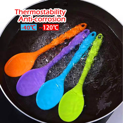 Soft Silicone Cooking Spoon - Long Handle Stirring Ladle for Kitchen Use - Essential Cooking Utensil
