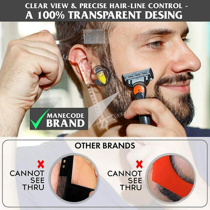 Men's Beard Styling Template Stencil and Comb - Lightweight, Flexible, All-In-One Beard Shaping Tool for Precision Grooming