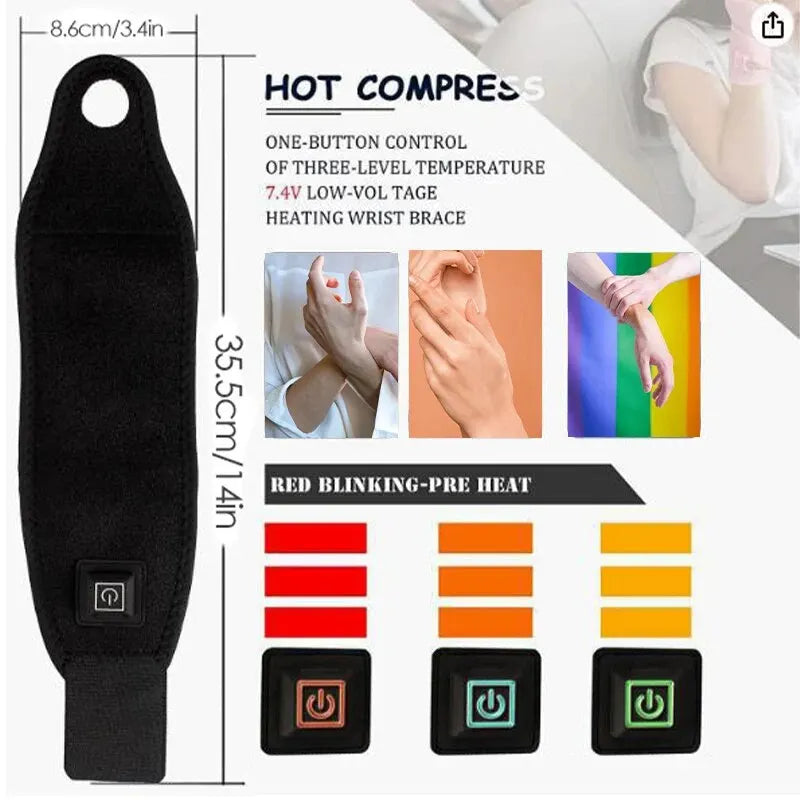 Heating Wrist Protector – Breathable USB Hand Massager Support Band, Wrist Brace Tool for Sports & Health Care