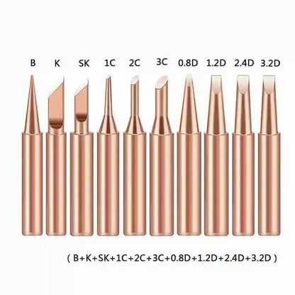 10Pcs 900M Soldering Iron Tips - Pure Copper Welding Replacement Heads for Electric Soldering Tools