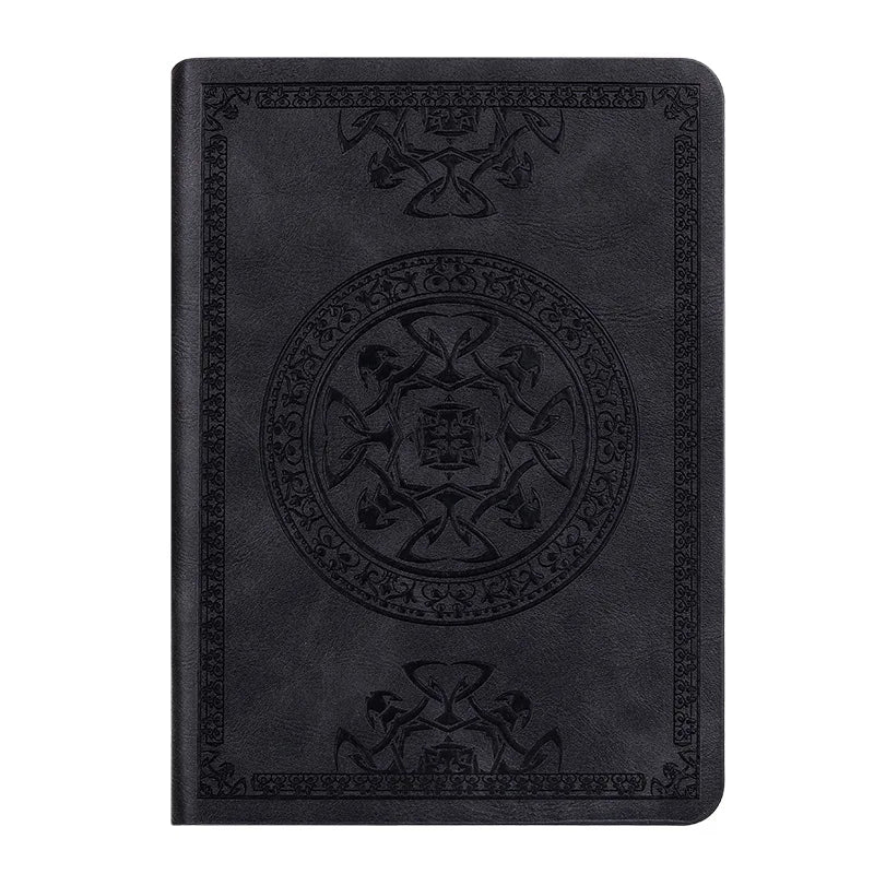 A6 Retro Pocket Mini Notebook – PU Leather Stamped Portable Notepad for Writing, Office & Bookkeeping