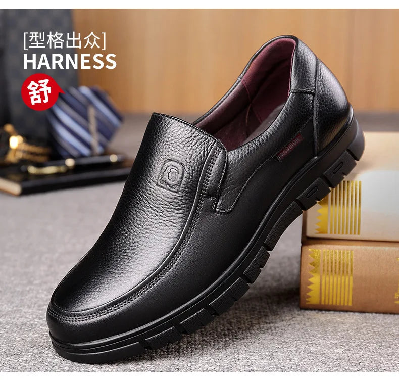 Genuine Leather Handmade Men's Shoes – Casual Loafers, Breathable Slip-On Walking Sneakers for Outdoor Wear