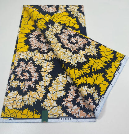 African Ankara Wax Print Fabric - 100% Cotton Soft Nigerian Real Wax Material for Women’s Party Dresses