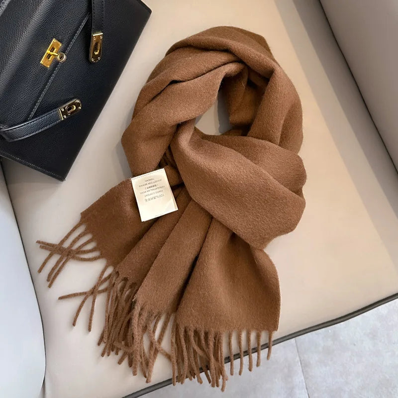 Winter Narrow Wool Scarf – 28 Colors, 100% Wool Solid Color Unisex Scarf for Men & Women, Warm and Cold-Proof