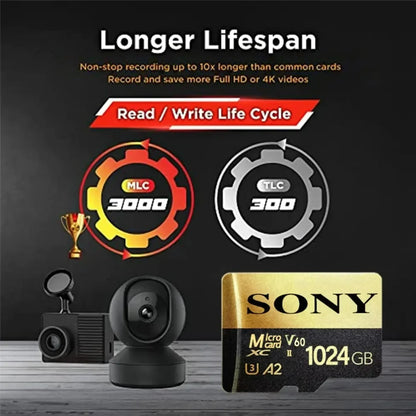 Original SONY Micro SD Card – 2TB, 1TB, 512GB, 128GB High-Speed TF Memory Card for Drone, Audio, PC & PS5 Game