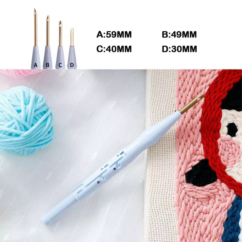 Magic Embroidery Needle Punch Kit - Embroidery Needle Pen Weaving Tool for DIY Carpet Hook, Knitting, Sewing (Stitching Tool)