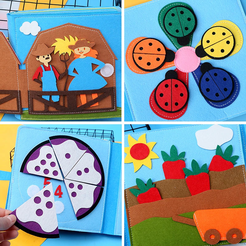 Baby Soft 3D Cloth Book – Montessori Early Learning Toy for Color Cognition & Basic Life Skills