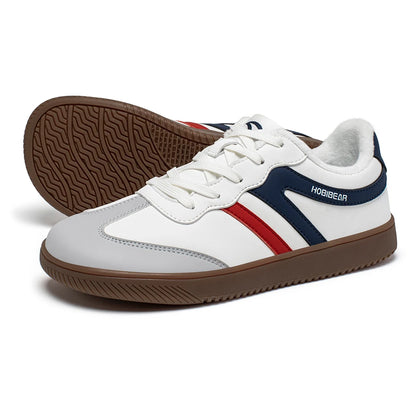 HOBIBEAR Wide-Toe Unisex Sneakers — Faux Leather with Faux Fur Lining, Casual Retro Lace-Up Shoes for Men & Women