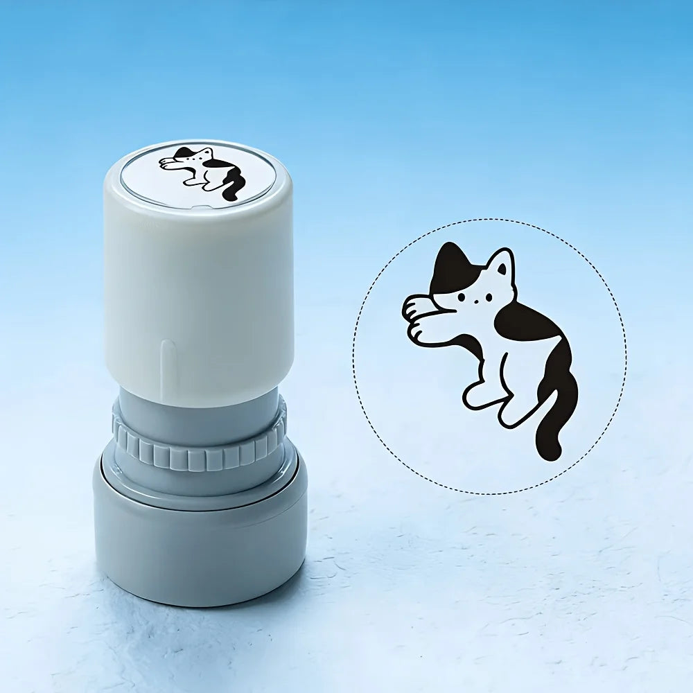 Cute Cat Self-Inking Stamp Set - Mini Portable Stamps for Journaling, Card Decorating & Note Marking