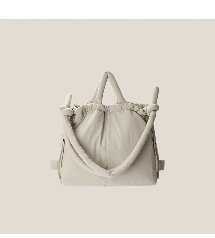 2023 Casual Nylon Padded Tote Bag – Soft Puffer Shoulder & Crossbody Handbag for Women, Large Capacity Vintage Design