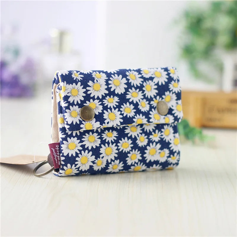 Handmade Three-Fold Fabric Wallet — Short Zipper Purse for Women & Men, Multi-Function Card & Key Holder for Teens