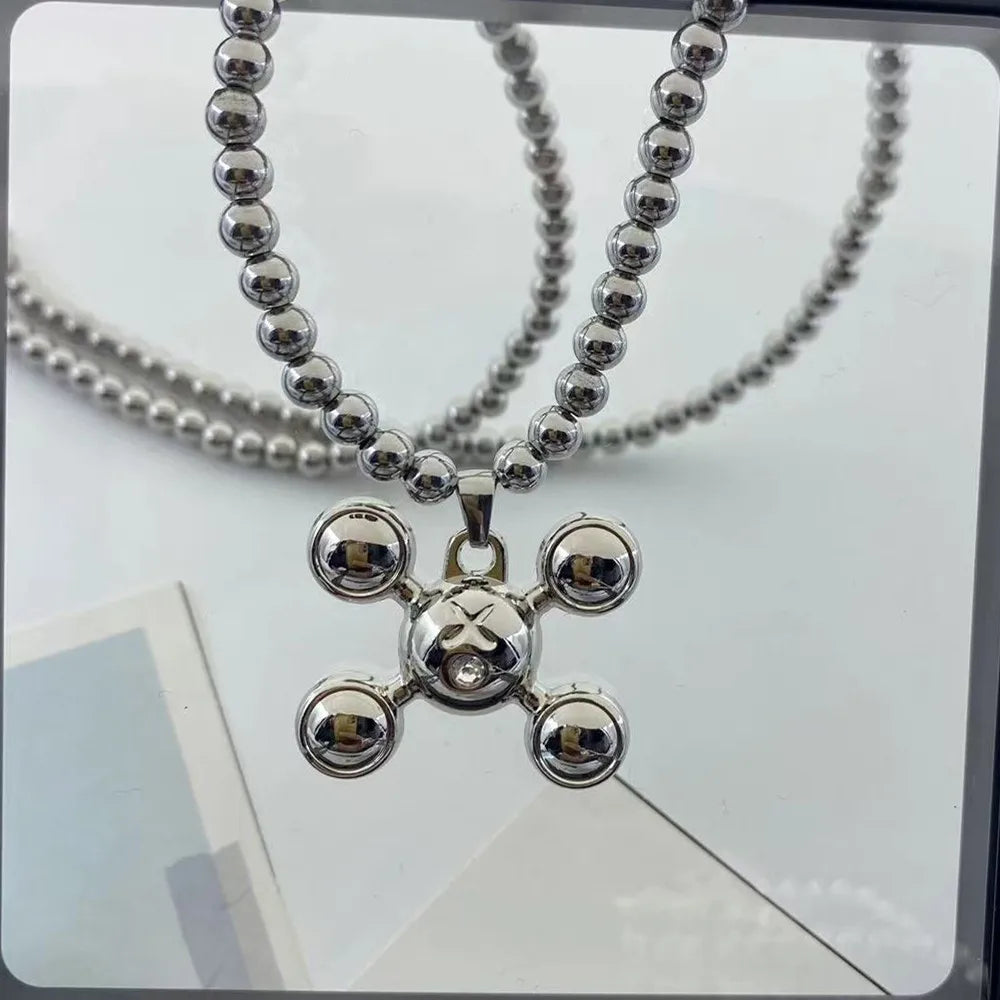 Quad Ball Pendant Necklace - Hip Hop Style Stainless Steel Jewelry for Men & Women, Fashion Personality Collection
