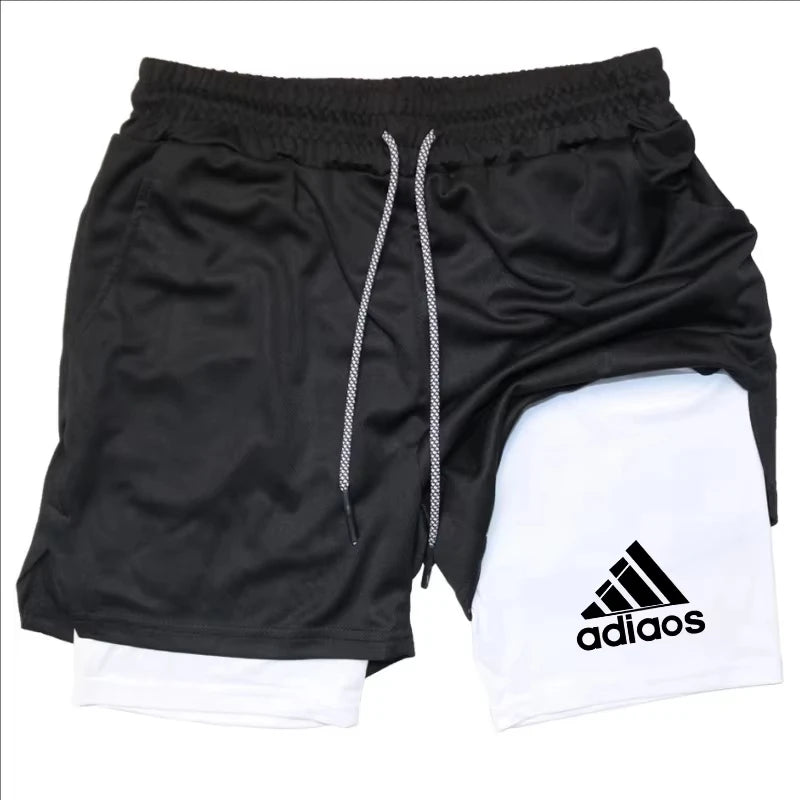 Men’s 2-in-1 Compression Running Shorts – Breathable Mesh Quick-Dry Gym Fitness Training Sports Shorts for Summer Workout