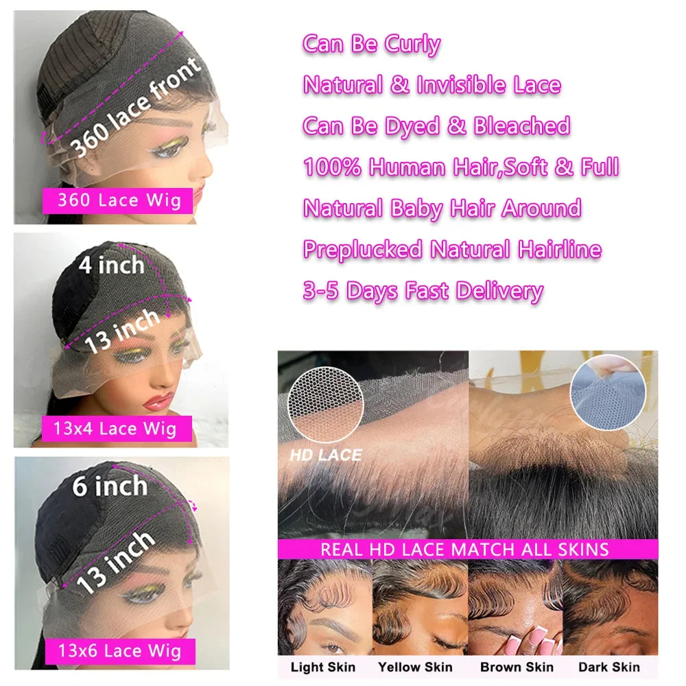 Curly HD Lace Front Wig – 100% Human Hair 13x6 Lace Frontal Deep Wave & Water Wave Wig, Affordable Wigs for Women