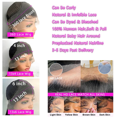 Curly HD Lace Front Wig – 100% Human Hair 13x6 Lace Frontal Deep Wave & Water Wave Wig, Affordable Wigs for Women
