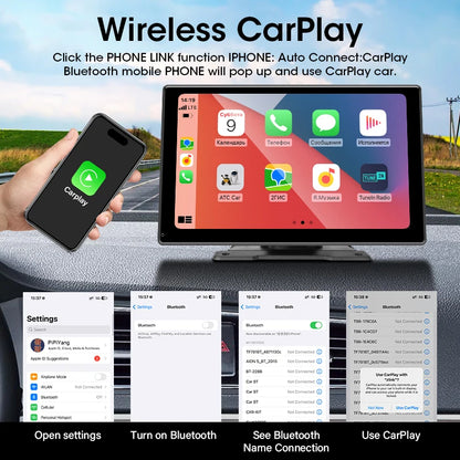 7/10" CarPlay Smart Screen - Wireless CarPlay & Android Auto Multimedia Player for Apple & Android Devices