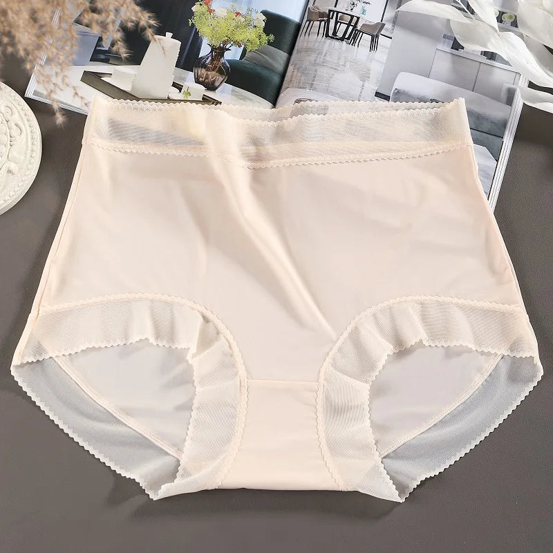 Women's XL-3XL Sexy Lace Panties - Plus Size Solid Color High Waist Seamless Briefs Lingerie