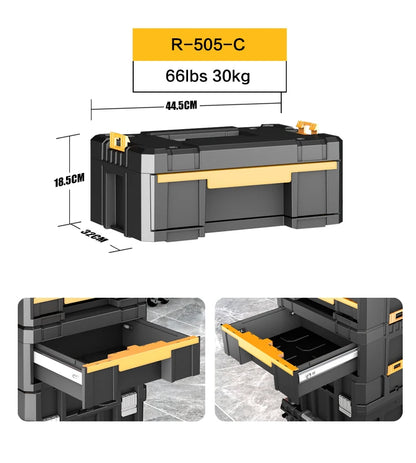 AIRAJ Stackable Modular Toolbox Set — Portable Combo ToolBox with Wheels for Space-Saving Storage & Easy Mobility