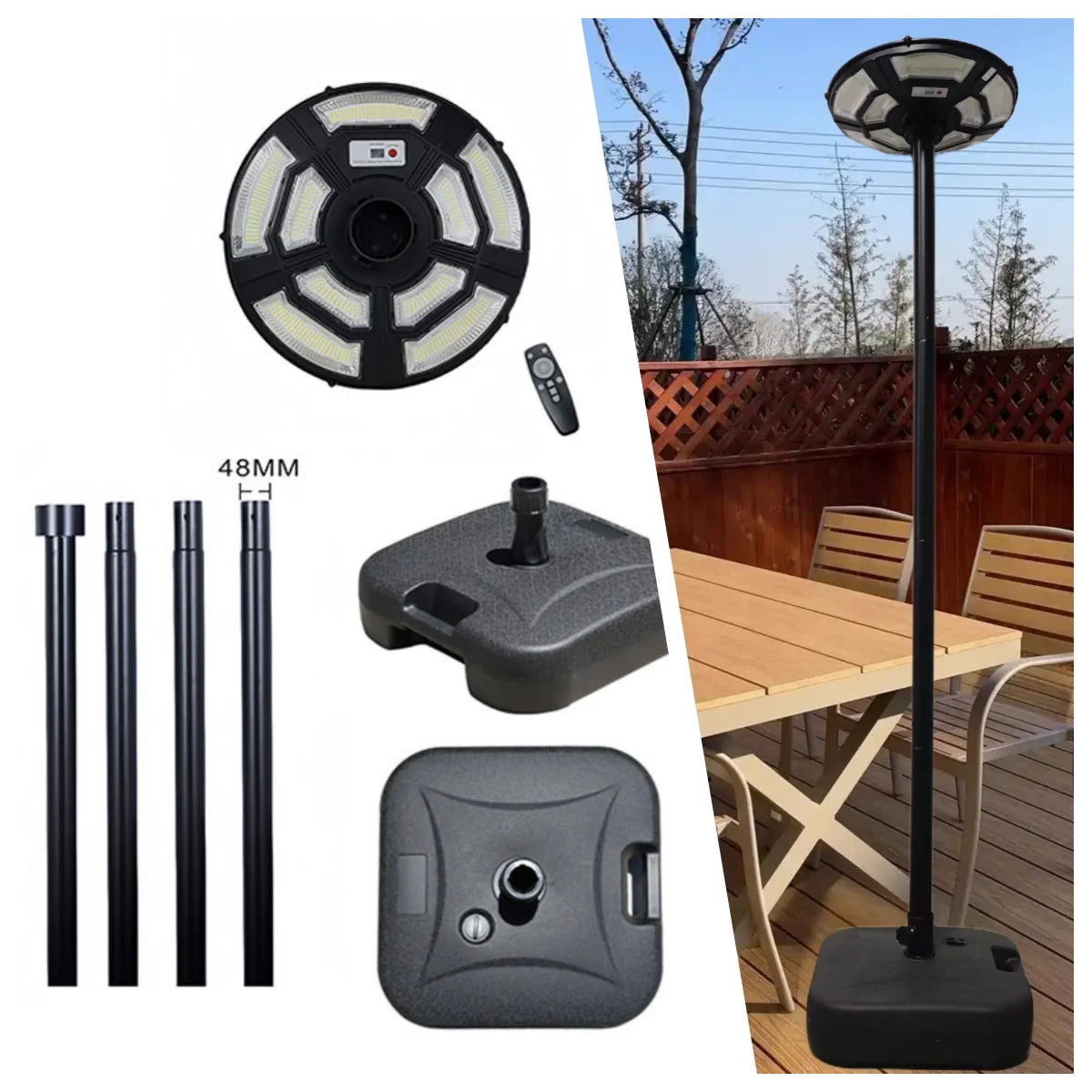 Solar Lamp Post Light - 78-Inch Outdoor Garden Pole Lamp with Removable Head and IP67 Waterproof Design