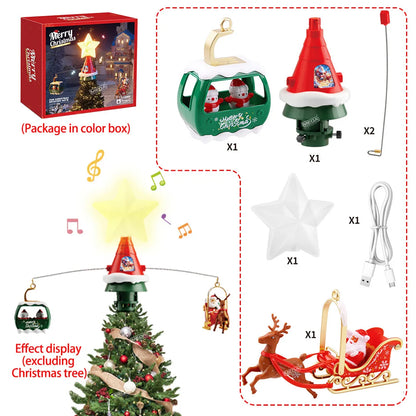 Battery Operated Railway Train with Sound & Light – Electric Christmas Tree Top Star Track Toy for Kids