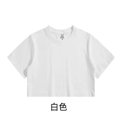 Women’s Sport Crop Top T-Shirt – Cotton Y2K Yoga Running Tee, Short Sleeve Breathable Summer Casual O-Neck Hip Hop Workout Top