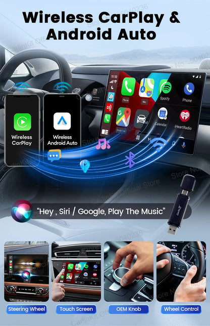 CarlinKit 5.0 Mini 5 Pro — Wireless CarPlay & Android Auto USB Dongle with WiFi & Bluetooth