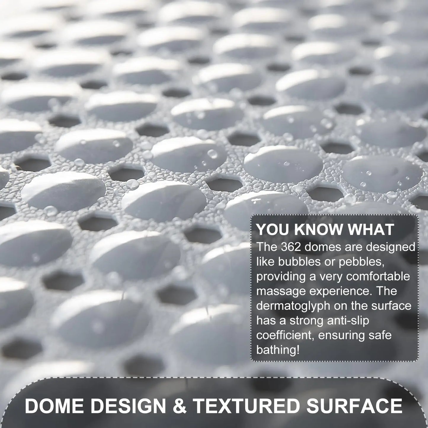 Non-Slip Bath Mat 40×16 Inch – Extra Large Machine Washable Bathtub & Shower Mat with Drain
