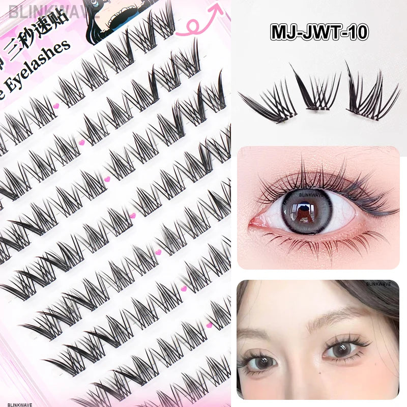 Large Capacity Girls’ Glue-Free False Eyelashes – Natural Wispy Reusable Bottom & Top Lashes, Easy Apply